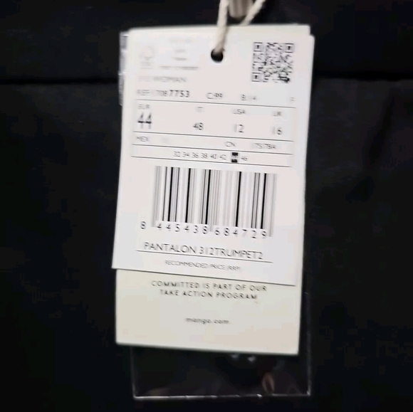 NWT Mango MNG Trousers Pants Women SZ 12 Straight High Rise - Picture 4 of 12